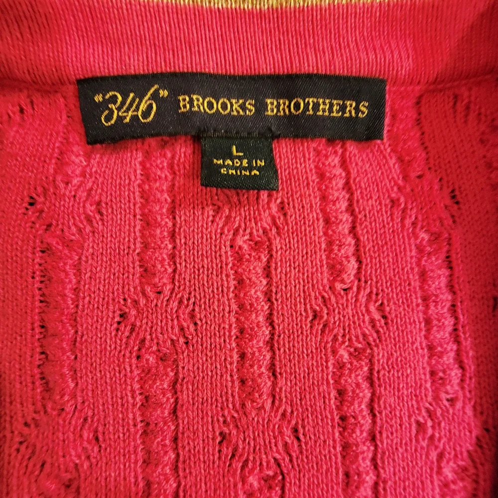 Preppy Brooks Brothers 346 Pink Gold Button Cardigan Large - Picture 6 of 11
